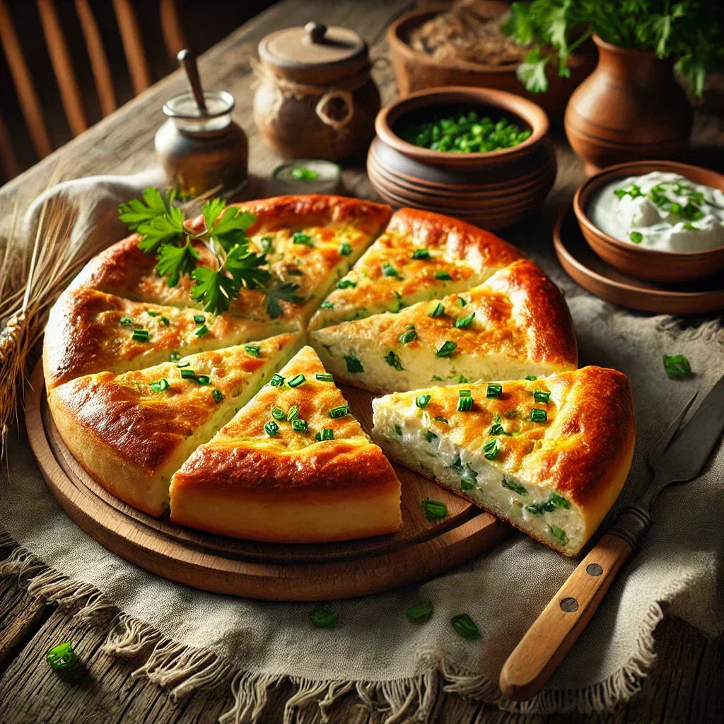 Plăcintă ardelenească cu telemea și ceapă verde