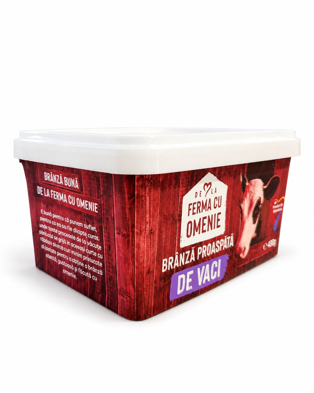 Brânză proaspătă de vaci, Ferma cu Omenie, 400 g
