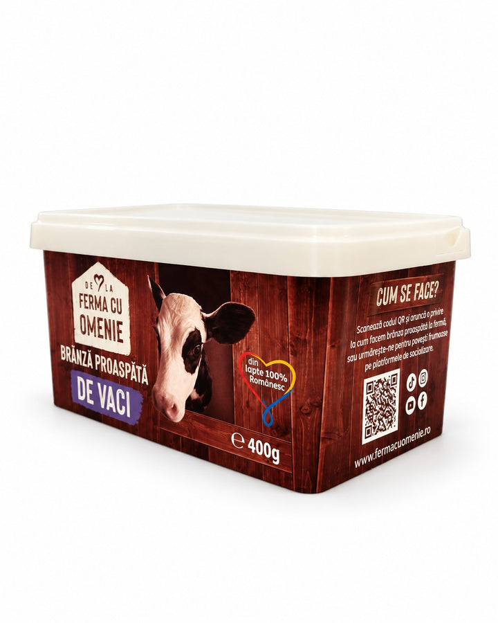 Brânză proaspătă de vaci, Ferma cu Omenie, 400 g