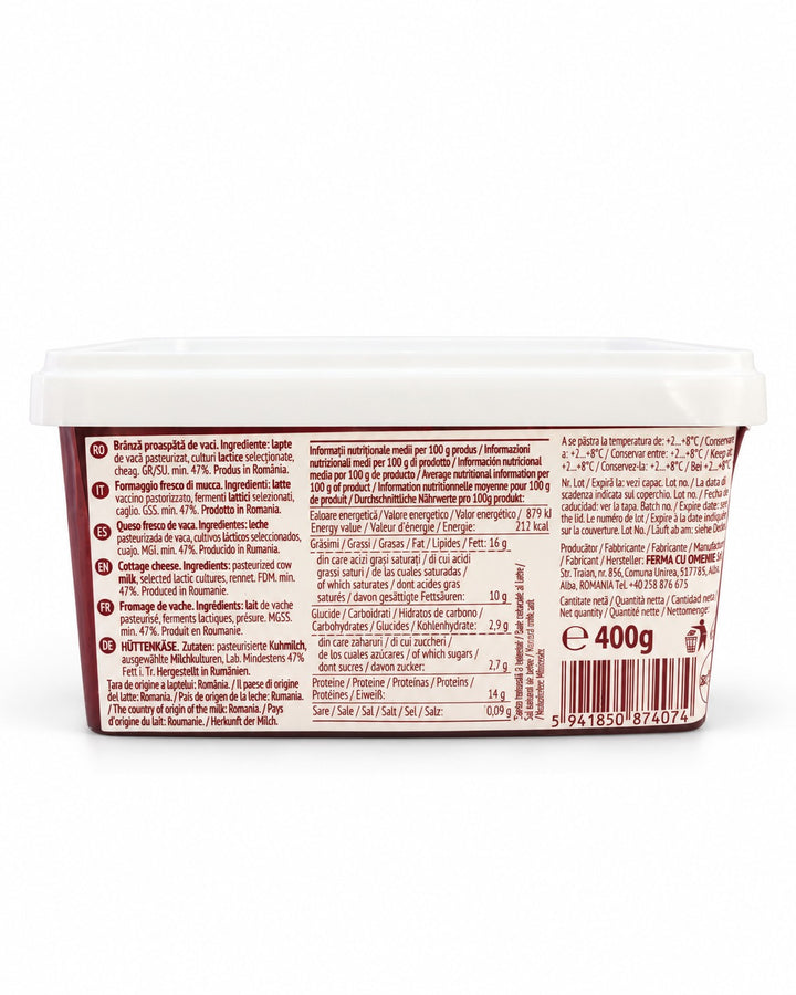 Brânză proaspătă de vaci, Ferma cu Omenie, 400 g
