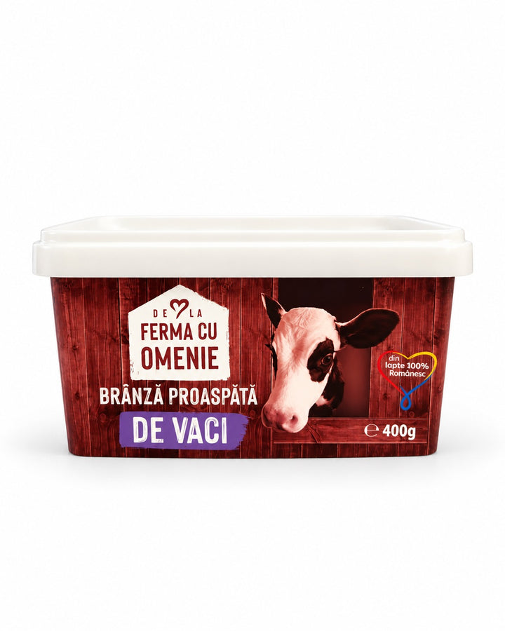 Brânză proaspătă de vaci, Ferma cu Omenie, 400 g