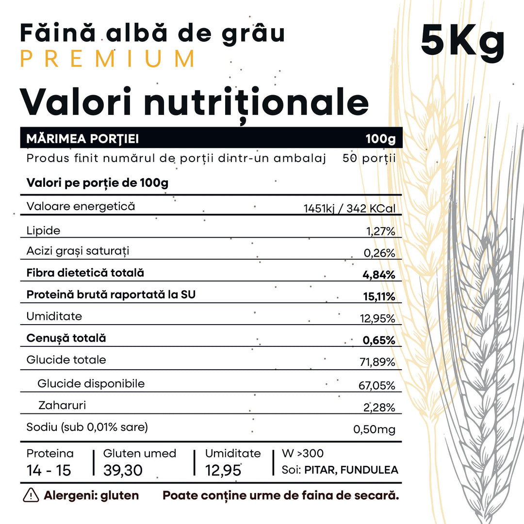 Făină albă de grâu PREMIUM, 5kg, Biruința Olteniei