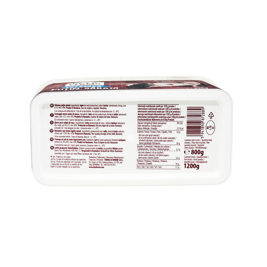 Telemea de vacă puțin sărată, Ferma cu Omenie, 800g