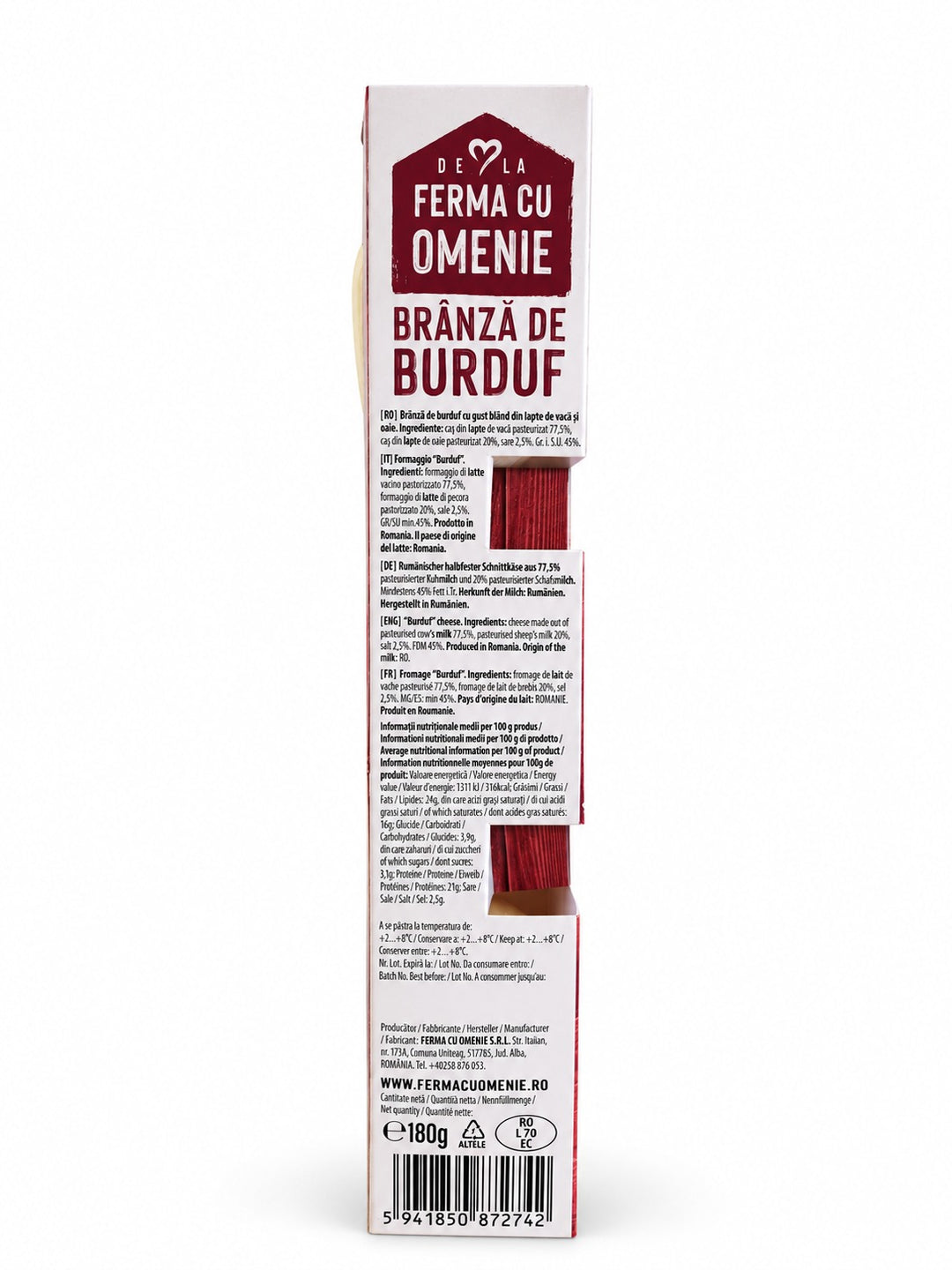 Brânză de burduf, Ferma cu Omenie, 180g