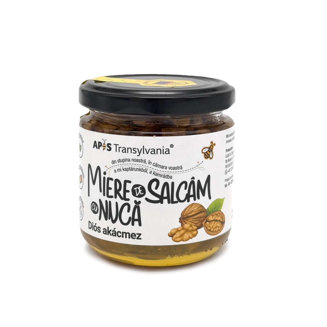 Miere de salcâm cu nucă, 230gr, Apis Transylvania